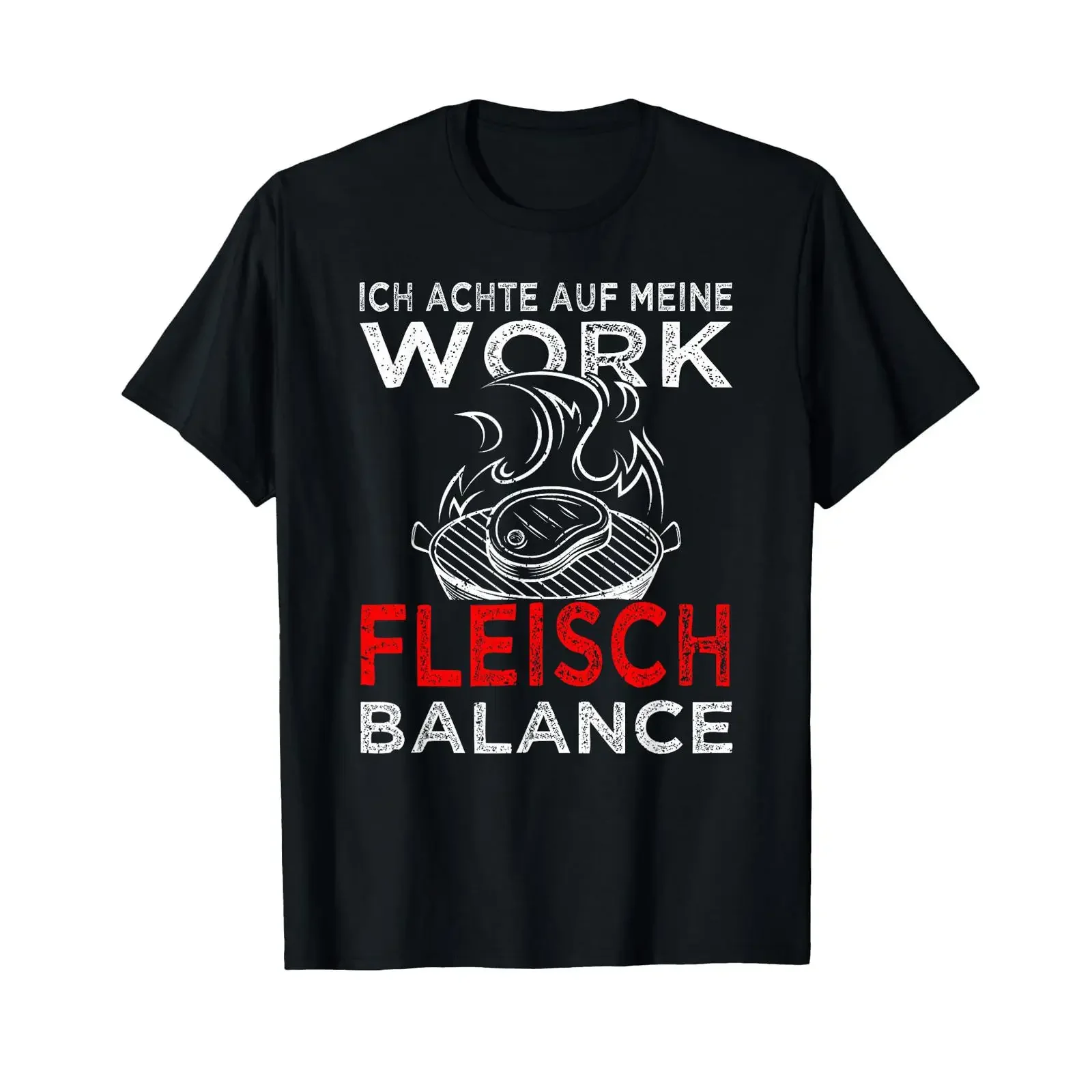 Work Fleisch Balance Barbecue Slogan amp Grillmeister T Shirt black vintage Washed Casual fashion Comfortable Stylish
