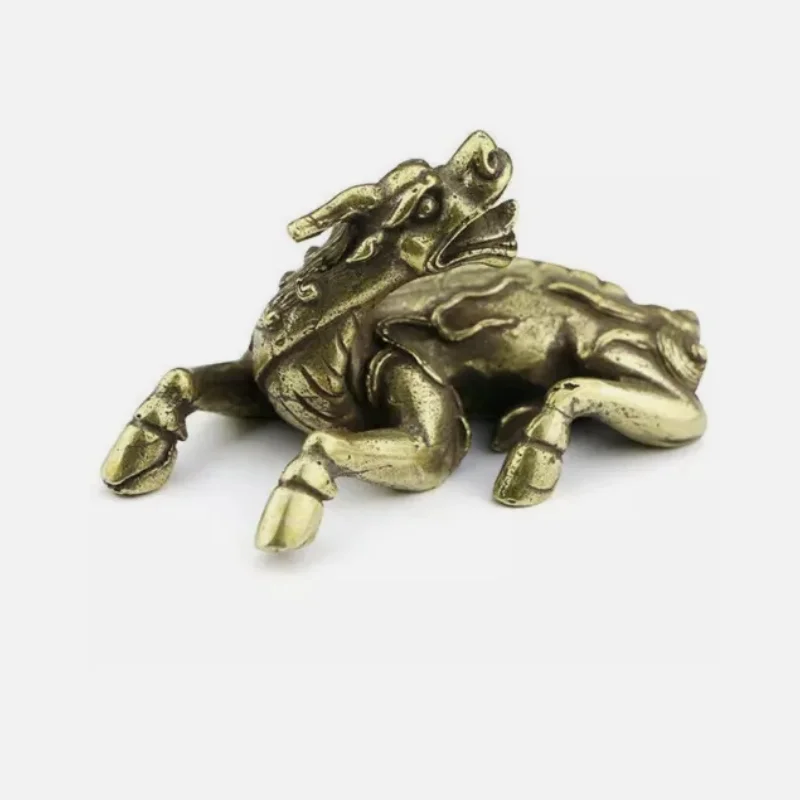 7.2CM Chinese Feng Shui Bronze Auspicious Animals Small Kylin Statue Home Decor