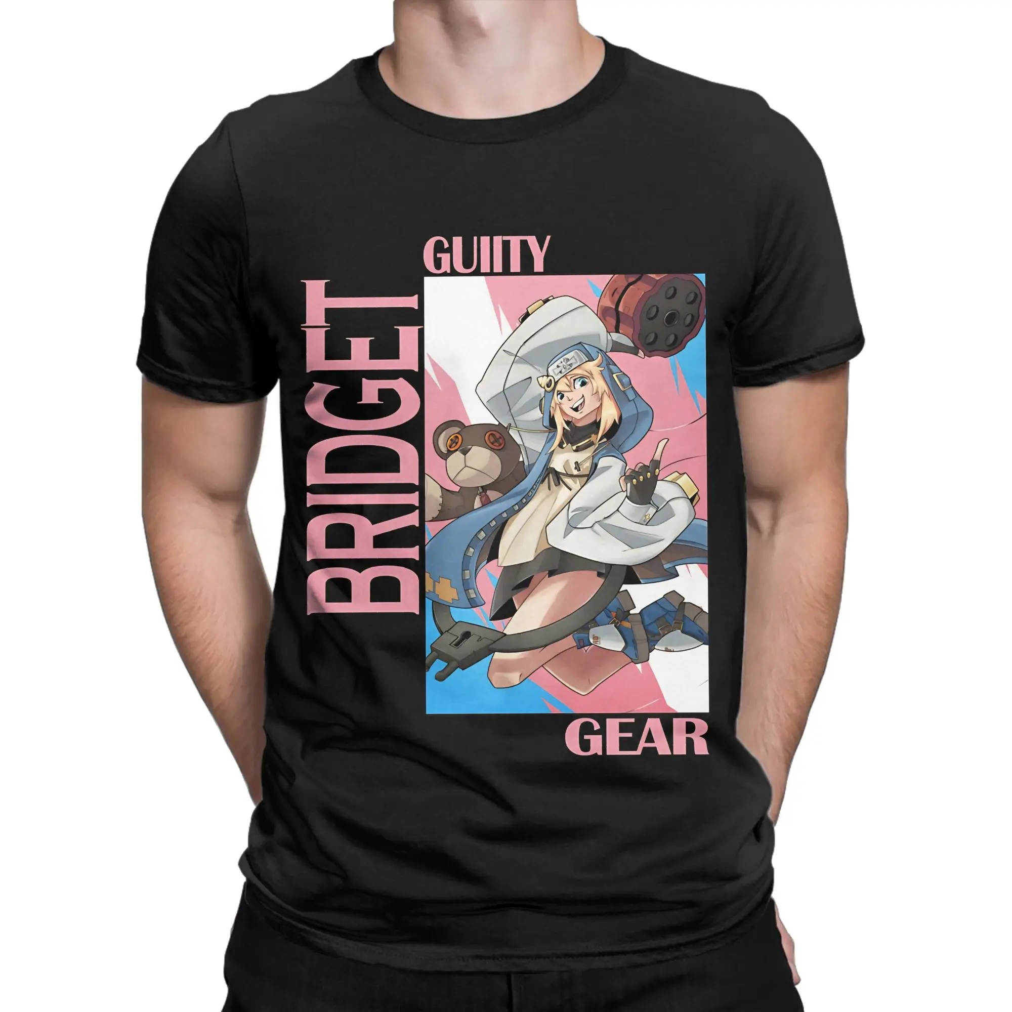 Guilty Gear Bridget Classic Shirt blue Funny 100% Cotton T-Shirt guilty gear bridget Tops Tees For Men