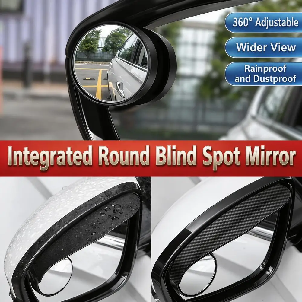 2-Pack Car Blind Spot Mirrors, Multifunctional Integrated Rearview Mirror Rain Shields, Cover for Rainy Days