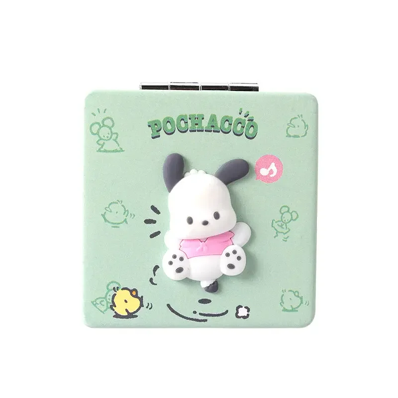 Kawaii Sanrio Cinnamoroll Kuromi My Melody Folding Mirror Anime Portable Cartoon 3D Pattern Mini Makeup Student Girls New Gifts