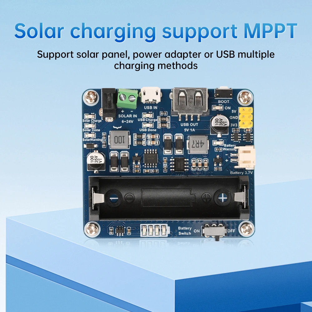 Módulo de gerenciamento de energia de painel solar 6V ~ 24V Suporte Adaptador de energia de painel solar Carregamento USB MPPT para Arduino para Raspberry Pi