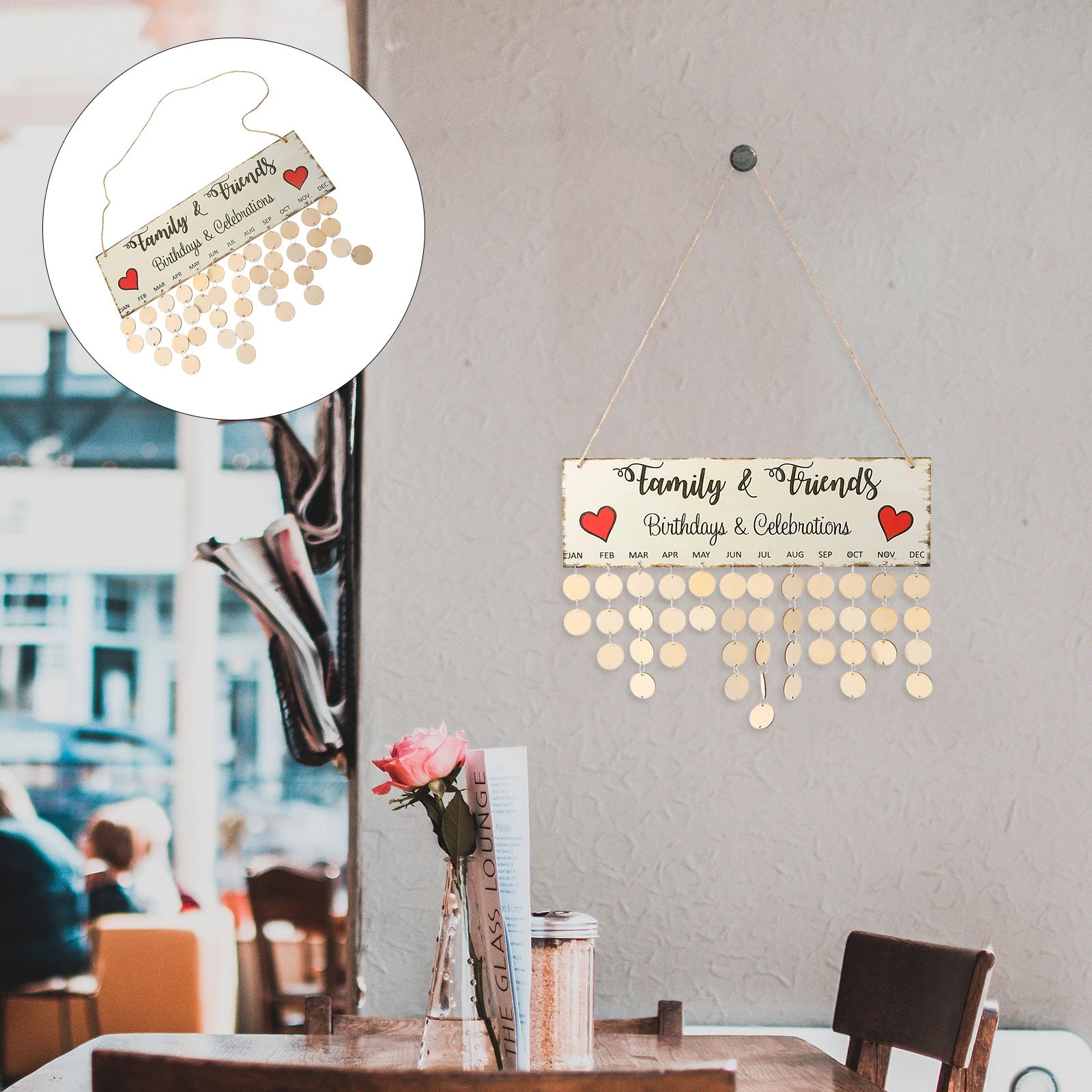 

Wooden Calendar Hanging Board 40x12x0 5cm Colorful Family Birthdays Wall Decor Reminder Easy Assemble Great Gift