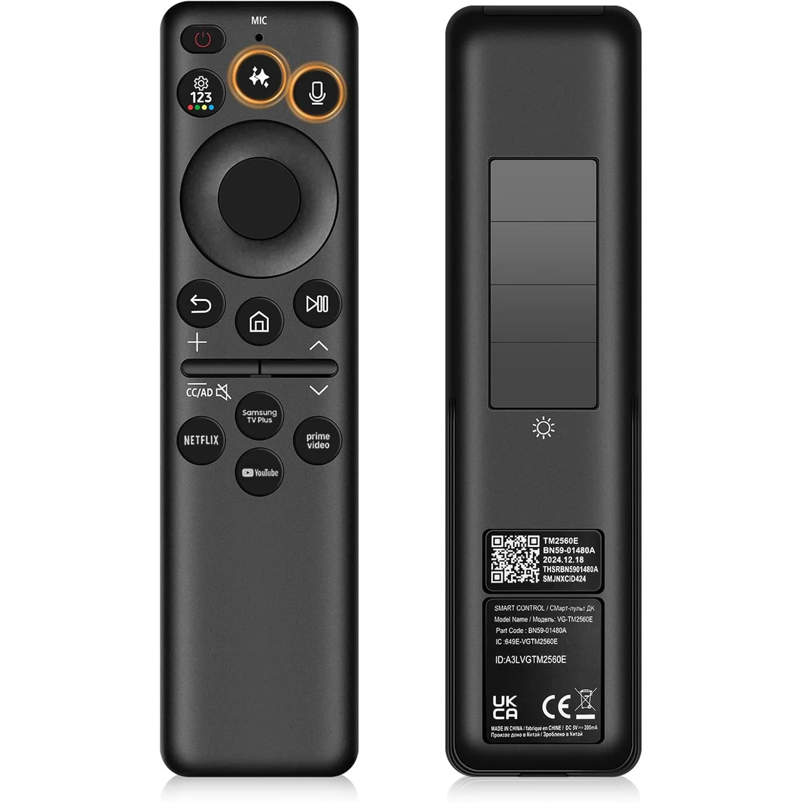 BN59-01480A/Plus TM2360E Smart AI Voice Remote Solar Powered USB-C Charging For Samsung Neo QLED OLED Smart TV