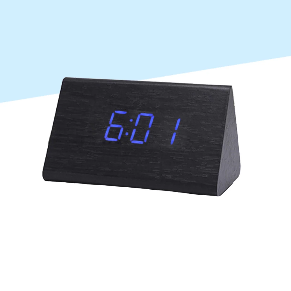 

Voice-controlled Wooden Clock Alarm with Sound Machine Classic Digital Desk Basic Display Light