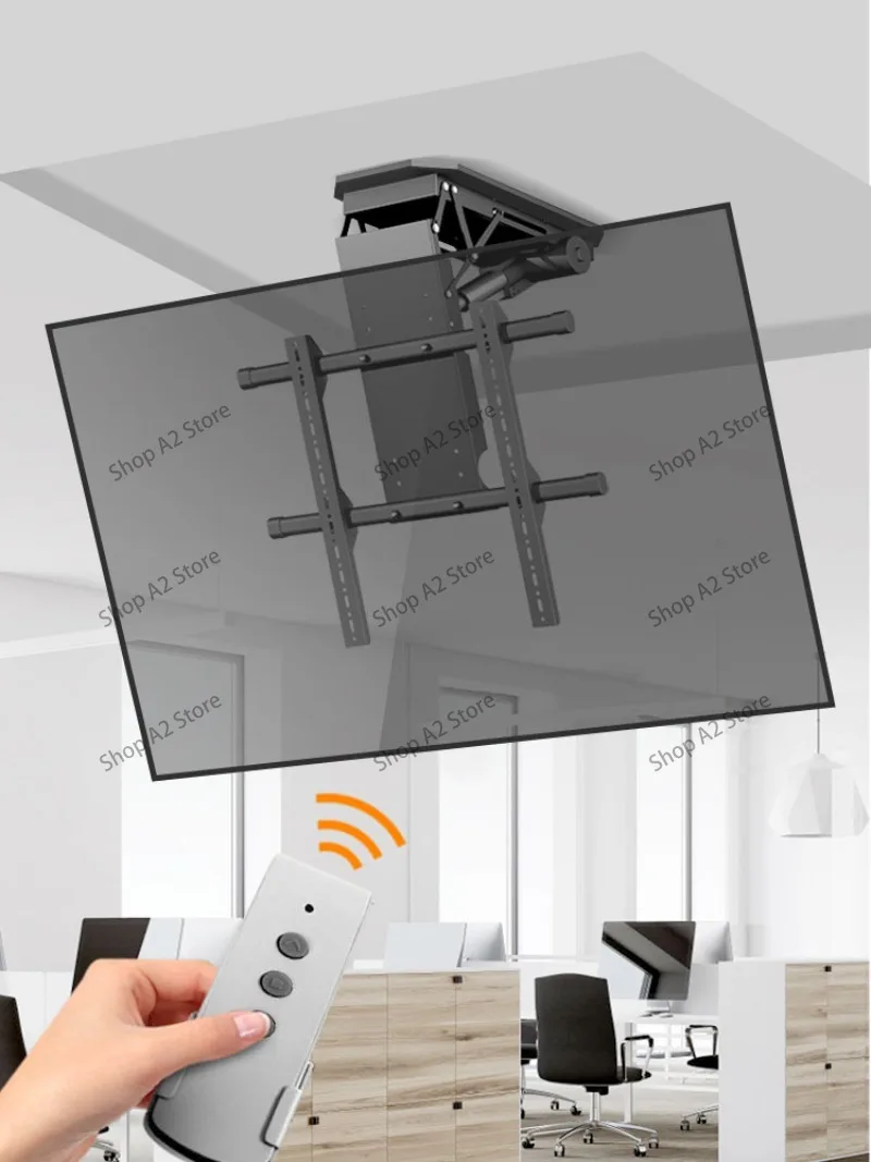 Electric Adjustable Ceiling TV Mount Motorized Flip Down Pitched Roof TV Mount for 32-75 Inch Flat and Curved Screen TVs