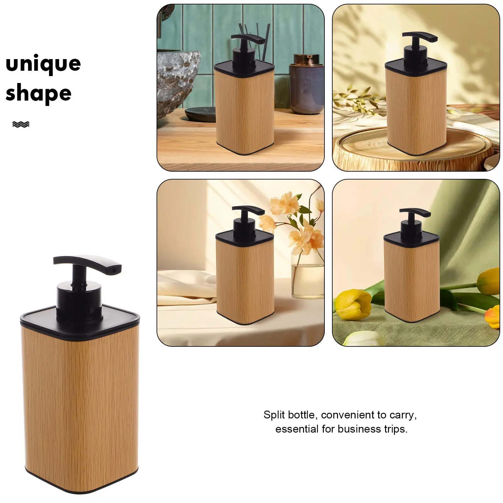 Simulated Wood Grain Soap Dispenser Large Capacity Refillable Lotion Bottle Pump Pump Dispenser Bathroom Accessories