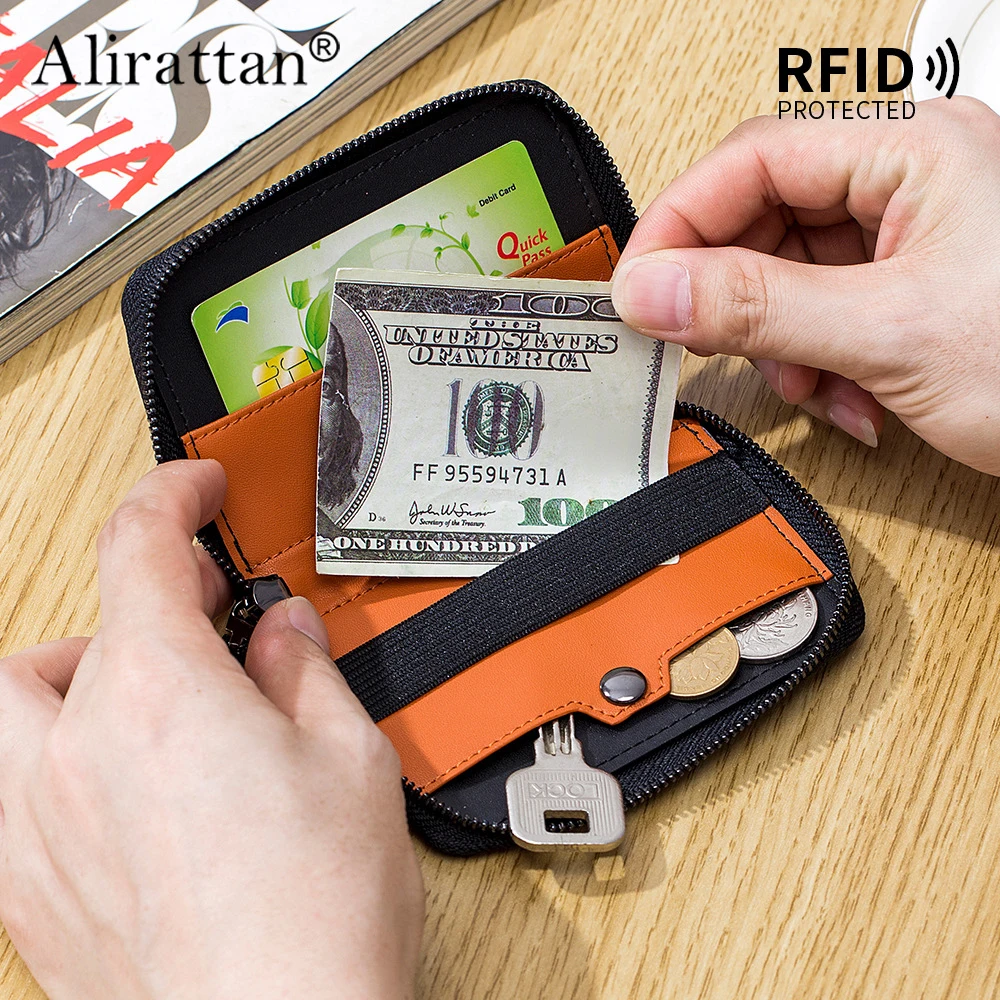 알리라탄 2026 뉴 레트로 숏 코인 지갑 유럽 및 미국 스타일 세로형 달러 클립 RFID 멀티 슬롯 풀아웃 백