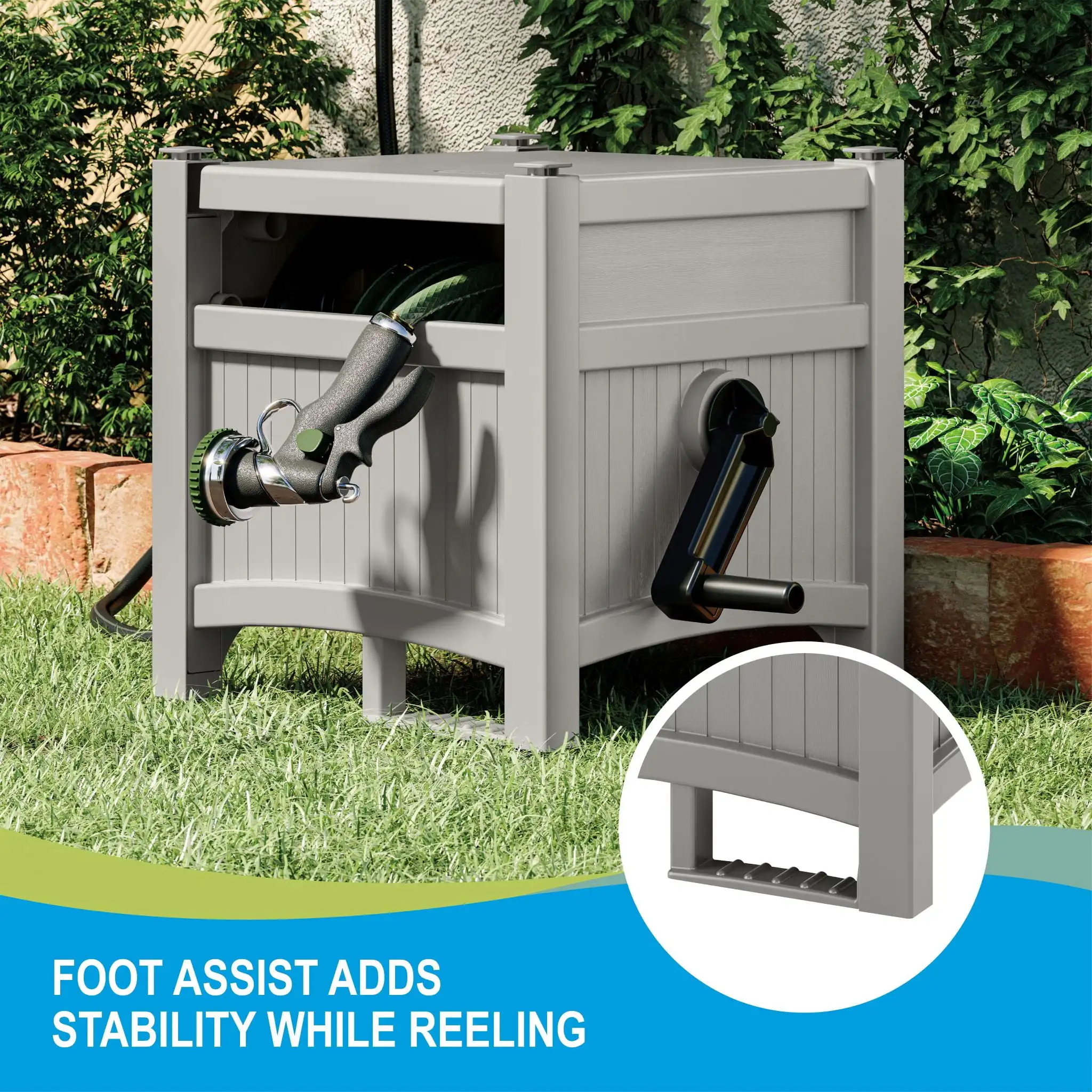 Avvolgitubo a scomparsa Suncast da 100 piedi, grigio