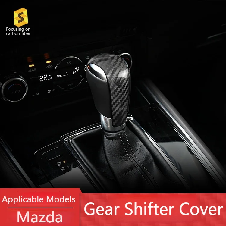 For Mazda 14-20 Years Atenza Axela CX-3 4 5 8 Gear Head Shift Knob Protection Carbon Fiber Pattern Cover Sticker Car Accessories