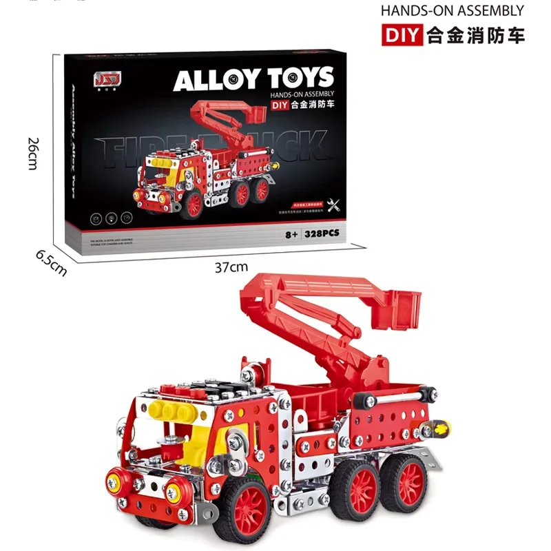 Zestaw klocków do samodzielnego montażu pojazdu inżynieryjnego z metalu, symulacja, śruby, nakrętki, model samochodu ze stopu, zabawka edukacyjna dla chłopców