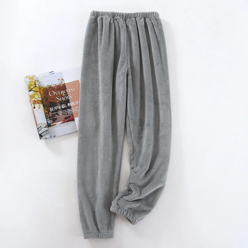 New autumn and winter couple trousers flannel warm pajama pants coral fleece men and women thickened home loose foot trousers