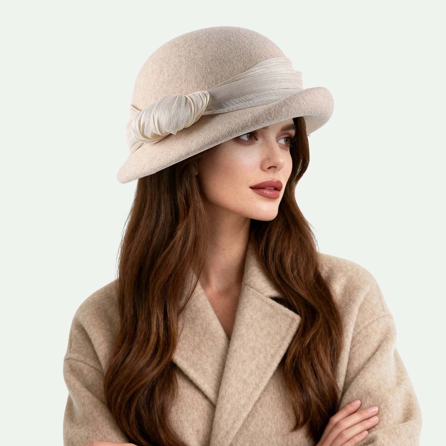 Fancy Women Beanies 100% Wool Beret Retro Photography Bow Bonnets Felt hat Fedora Hat Fashion Newsboy Caps Trilby Female