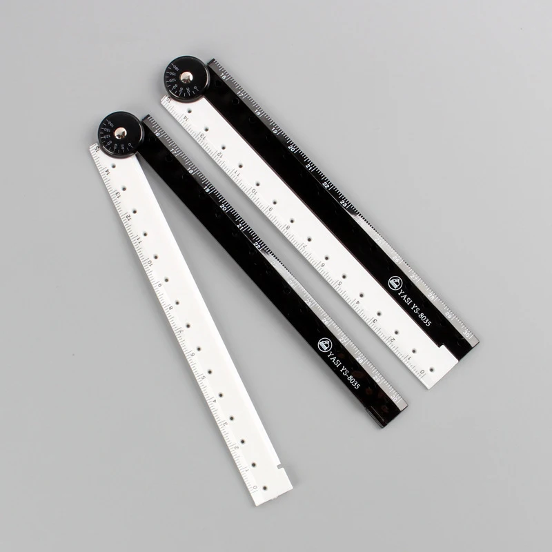 Black And White Simple Folding Ruler Folding Straight Rulers Drawing Measuring Tools Student Stationery School Supplies