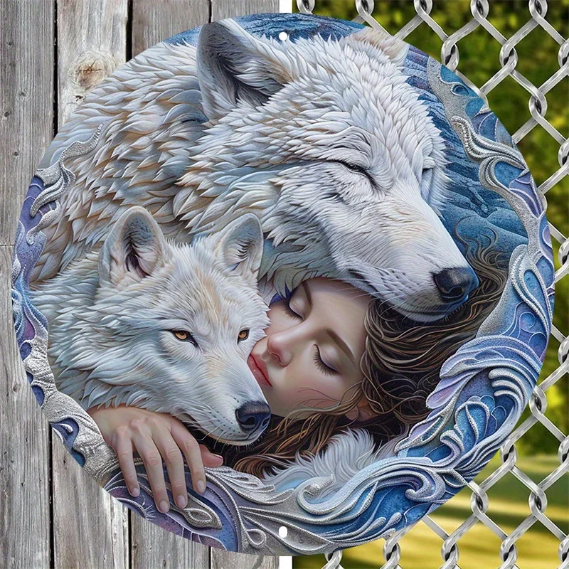 Wolf Themed Aluminum Sign, UV and Scratch Resistant, Outdoor and Indoor Decor, Perfect for Dorms and Valentine'S Gifts