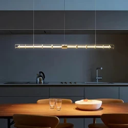 Simple Copper Chandelier LED Pendant Light Living Room Dining Room Bedroom Decorative Indoor Lighting Minimalist Hanging Lamp