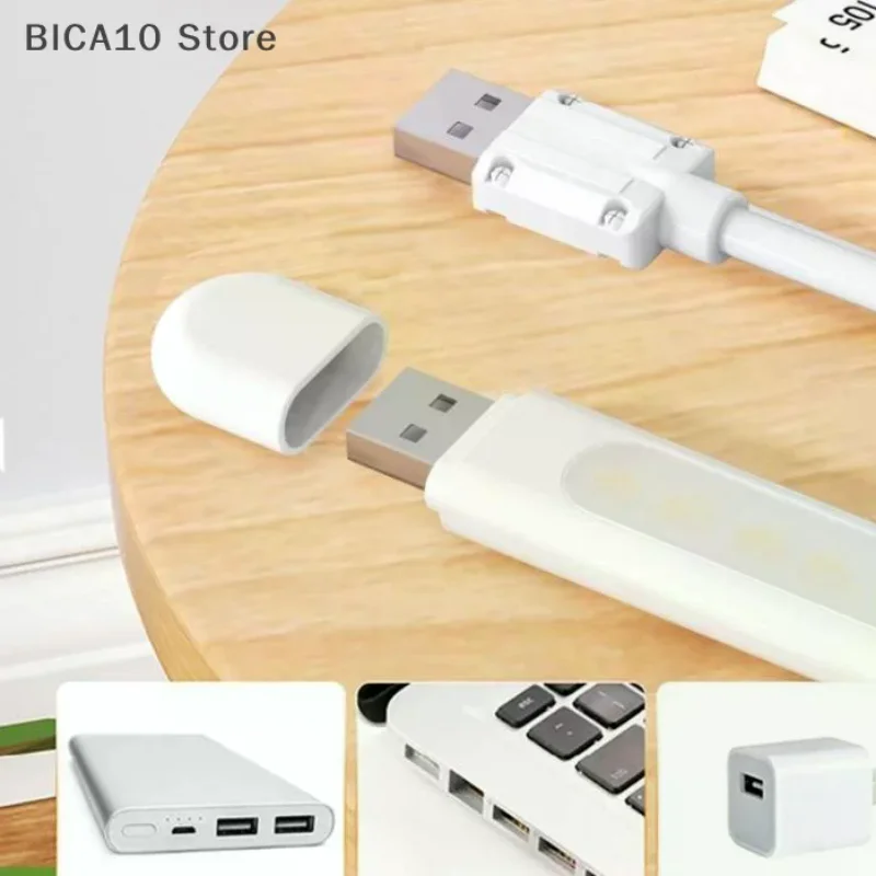 Mini USB LED Night Light 8LEDs Book Lamp Extension Pole Plug Adapter For Reading Notebook Power Bank Type-C And USB Interfaces