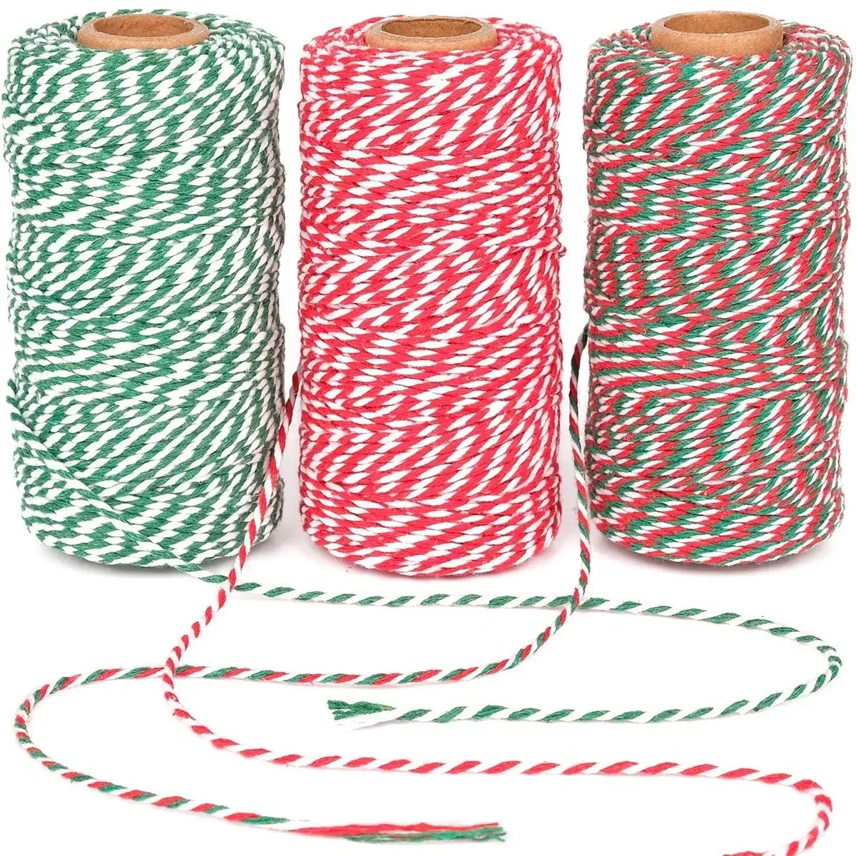 100M/Roll Cotton Bakers Twine Ribbon Craft Christmas Twine Cord For Gift Wrapping Arts Crafts Christmas Holiday Decorations