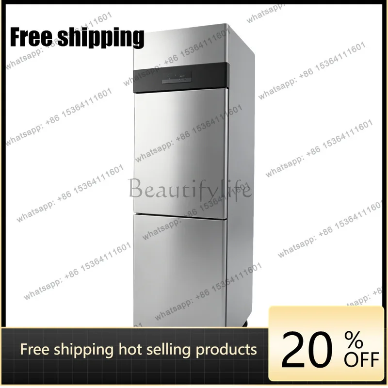 LS stainless steel vertical refrigerated freezer with upper and lower doors, beverage, vegetable and fruit large-capacity