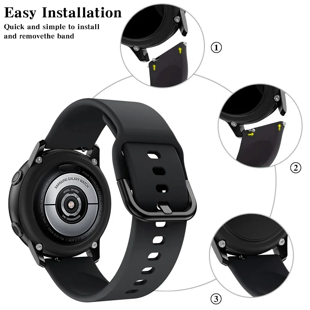 Pulseira de Silicone para Samsung Galaxy Watch, Watch 3, Active 2 Gear, Pulseira, Galaxy Watch 3, 5, 4, 5 Pro, 40mm, 41mm, 45mm, 20mm, 22 milímetros, 45 milímetros