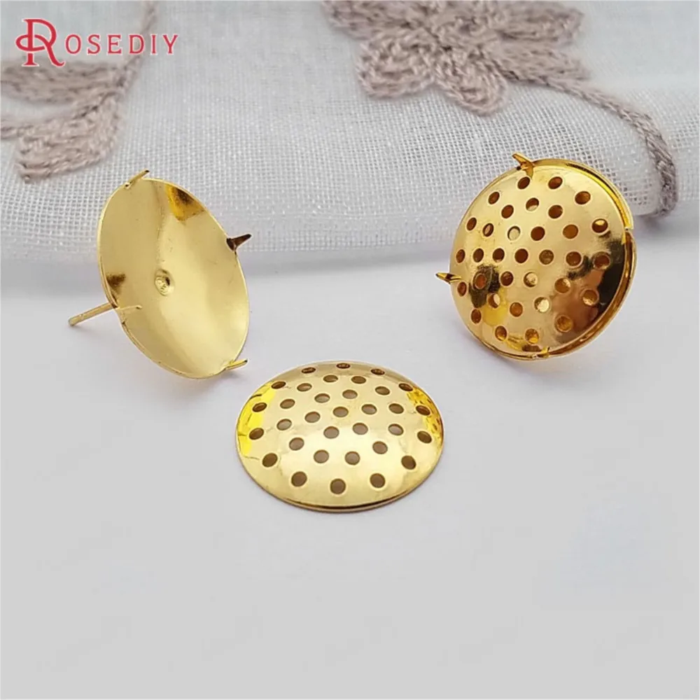 (B004)20 Sets 8mm 12mm 18mm Gold Color Brass Combinable Round Stud Earring Diy Jewelry Findings Earrings Accessories Wholesale