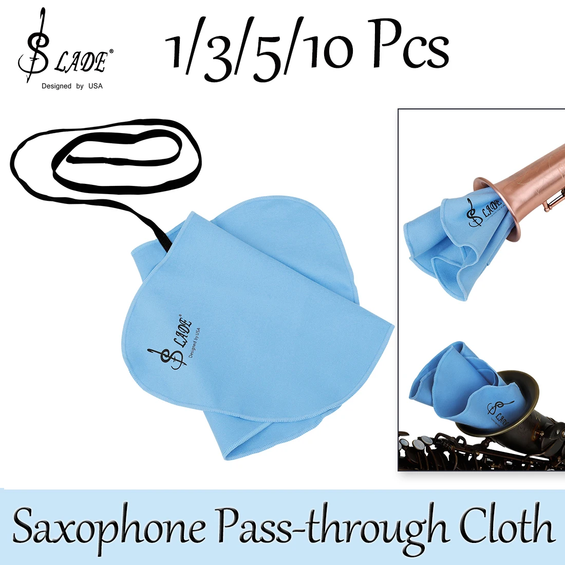 SLADE Saxophone Pass-through Cloth Cotton Blue Butterfly Shape Cleaning Wipe Reusable Universal Wipe For Musical Instruments