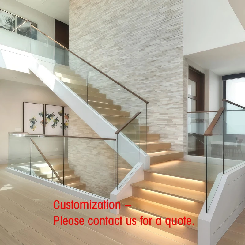 custom.L Shape Straight Stairs  Modern Wooden Staircase Floating Straight Stairs Sale