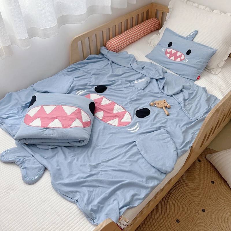 Conjunto de cama de algodão para crianças, capa de edredão, fronha, fofos, meninos, meninas, decoração do quarto, anime dos desenhos animados