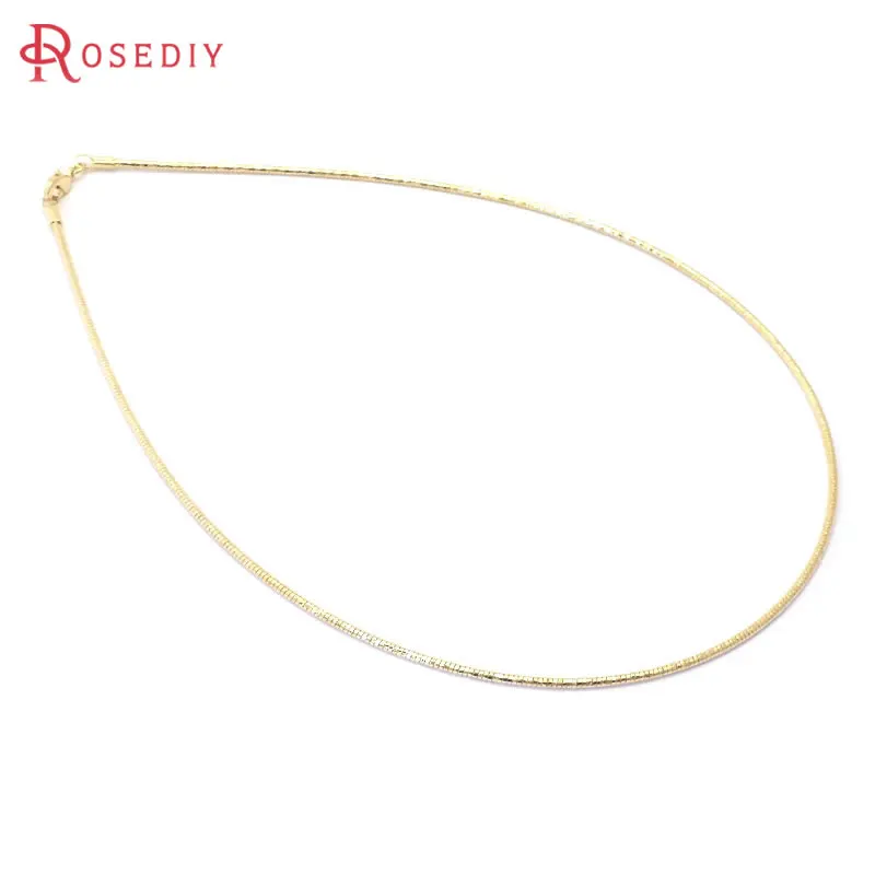 40CM 24K Gold Color Copper with Lobster Clasps Finished Necklace Snake Chains Jewelry Making Supplies Diy Findings Accessories