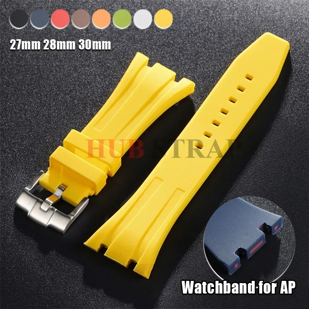 27mm 28mm 30mm Silicone Watch Band for AP Royal Oak Series Rubber Watch Straps Men's Black White Orange Red Bracelet Accessories
