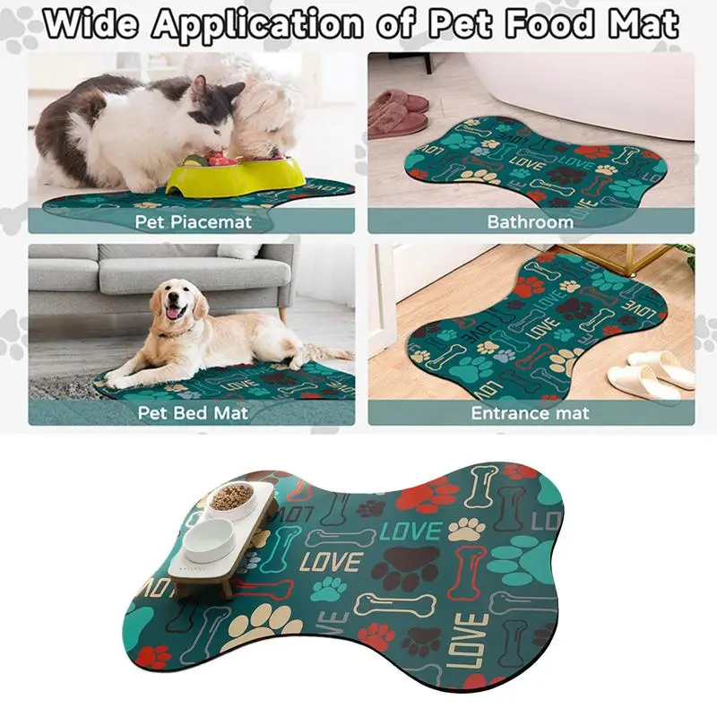 Absorbent Pet Feeding Mat Non-Slip Diatom Mud Mat Quick Dry Water Dispenser Mat Dog Food Mats For Floors Waterproof Dog