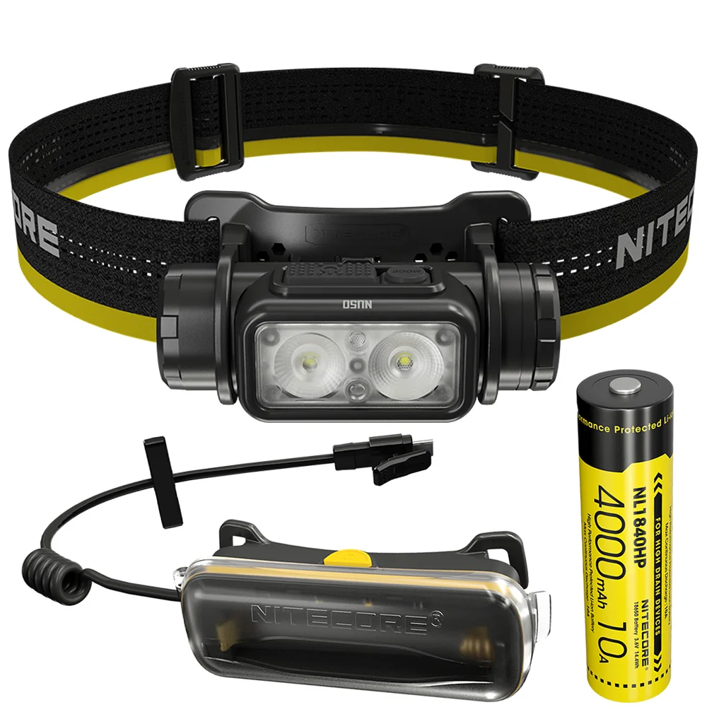 

Wholesale Nitecore NU50 USB-C Rechargeable 3x LED Headlamp 1400LM Built-in 5000mAh Li-ion Battery+ 18650 Extension Battery Case