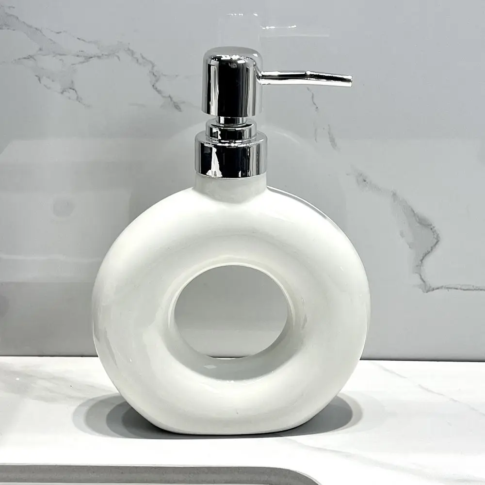 Luxury Ceramic Emulsion Ceramic Empty Bottle 300ML Hollowing Shower Gel Press Bottle Empty Silver Soap Dispenser Bathroom