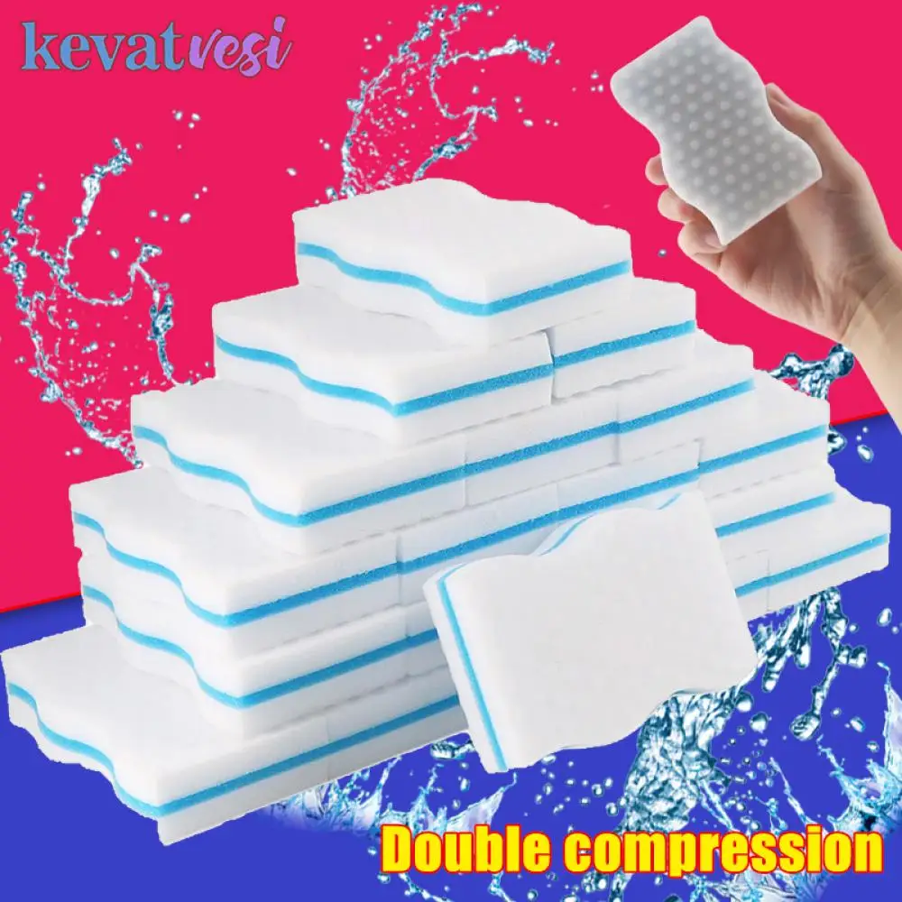 Double Compression Magic Melamine Sponge Eraser High Density Cleaning Sponge for Kitchen Office Bathroom 10X6X2.4Cm