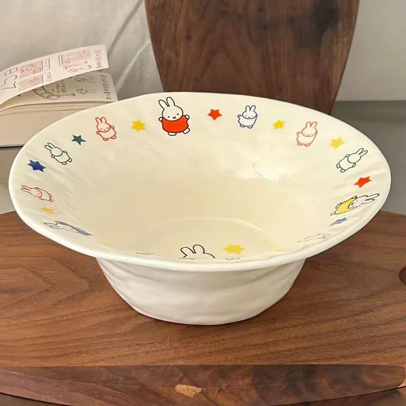Tazón de Cerámica con Diseño de Conejo Miffy, Gran Capacidad, para Ramen, Curry, Ensalada, Desayuno, Fideos, Arroz, Sopa, Vajilla para el Hogar, Regalo