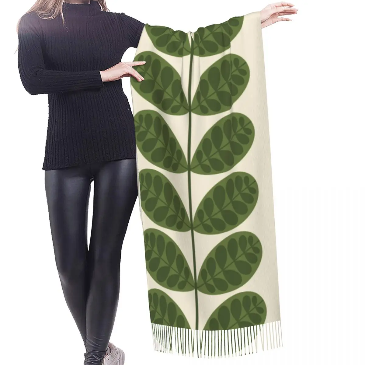 Customized Print Botanica Fern Wallpaper Scarf Women Men Winter Warm Scarves Orla Kiely Art Shawls Wraps