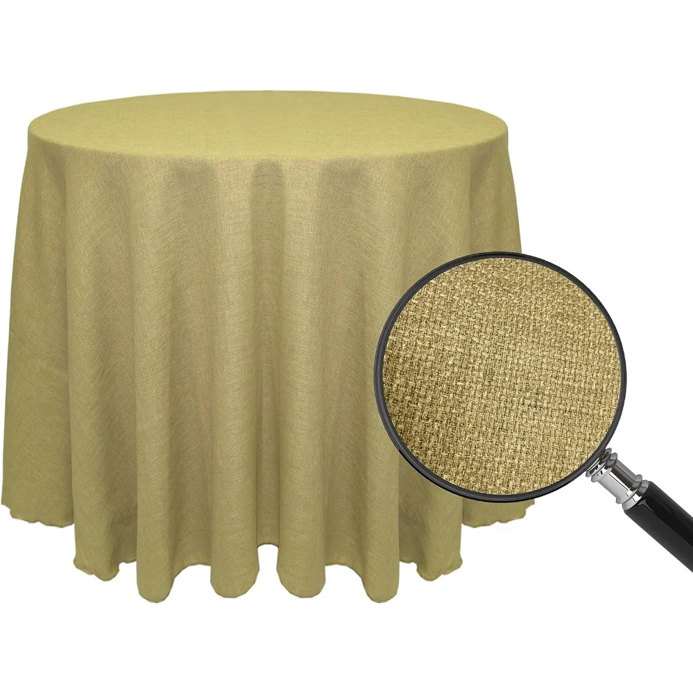 2 Pack- Faux Burlap - Havana 84-Inch Round Tablecloth - Basket Weave