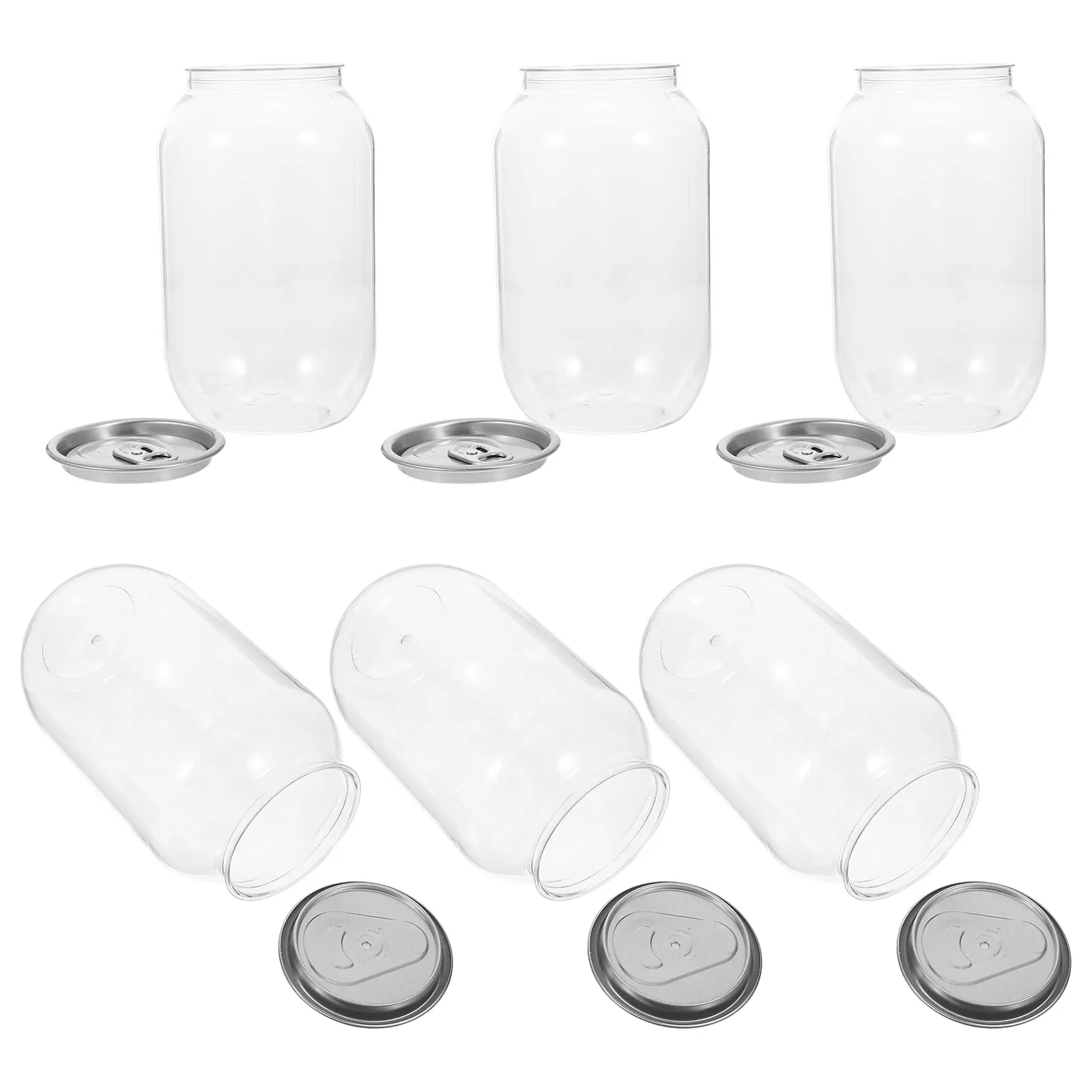 

10pcs 500ml Canning Jars for Beverages Portable Drinks Storage Can Soda Juice Milk Tea Coffee Plastic Bottle Beverage Dispensers
