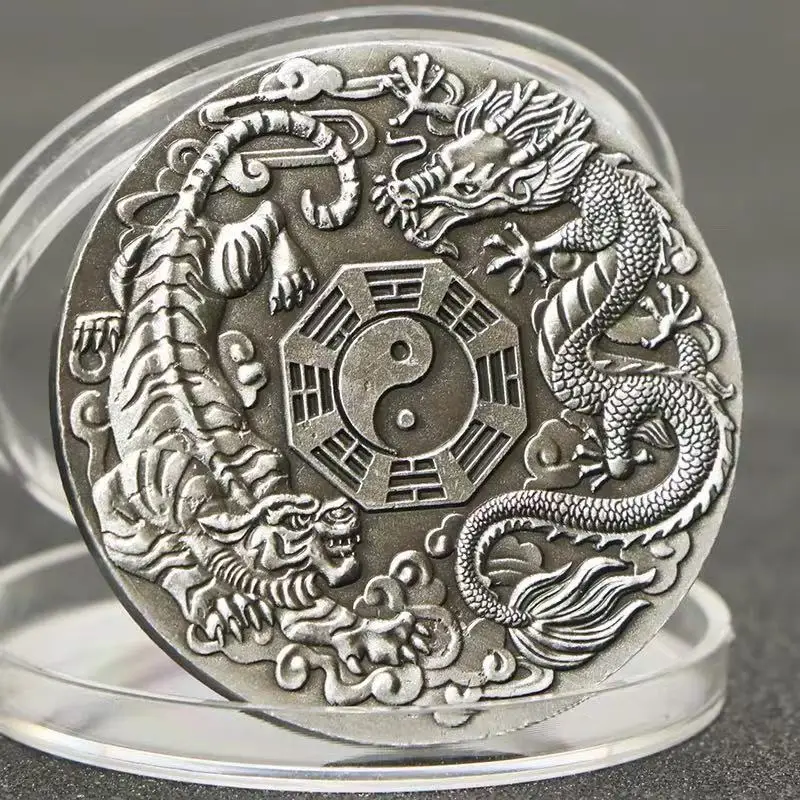 2019 جديد 1oz التنين النمر عملة فضية الفضة مطلي 40 مللي متر تحصيل Sourvenir عملات انخفاض الشحن