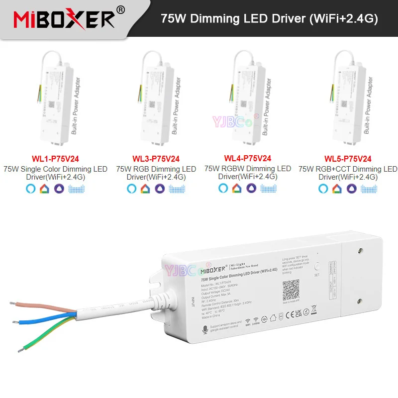 

Miboxer (Wi-Fi + 2,4G), 24 В, 75 Вт, Одноцветный, RGB/RGBW/RGBCCT, Bluetooth, драйвер затемнения, мощность светодиода, драйвер трансформатора, музыкальный контроллер