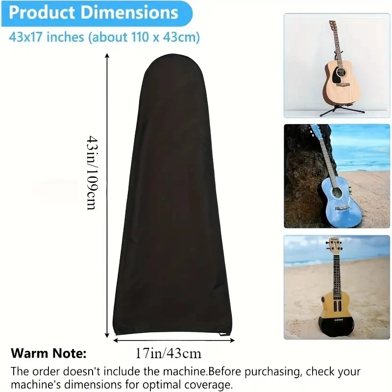 Black guitar dust cover, waterproof and UV-resistant Oxford fabric, protects storage for electric guitars and bass guitars