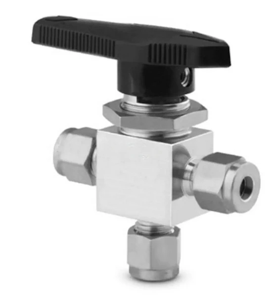 M-43XS4 Alloy 400 Tube 1-piece 40 Series Three-way Ball Valve 0.90Cv1/4 In