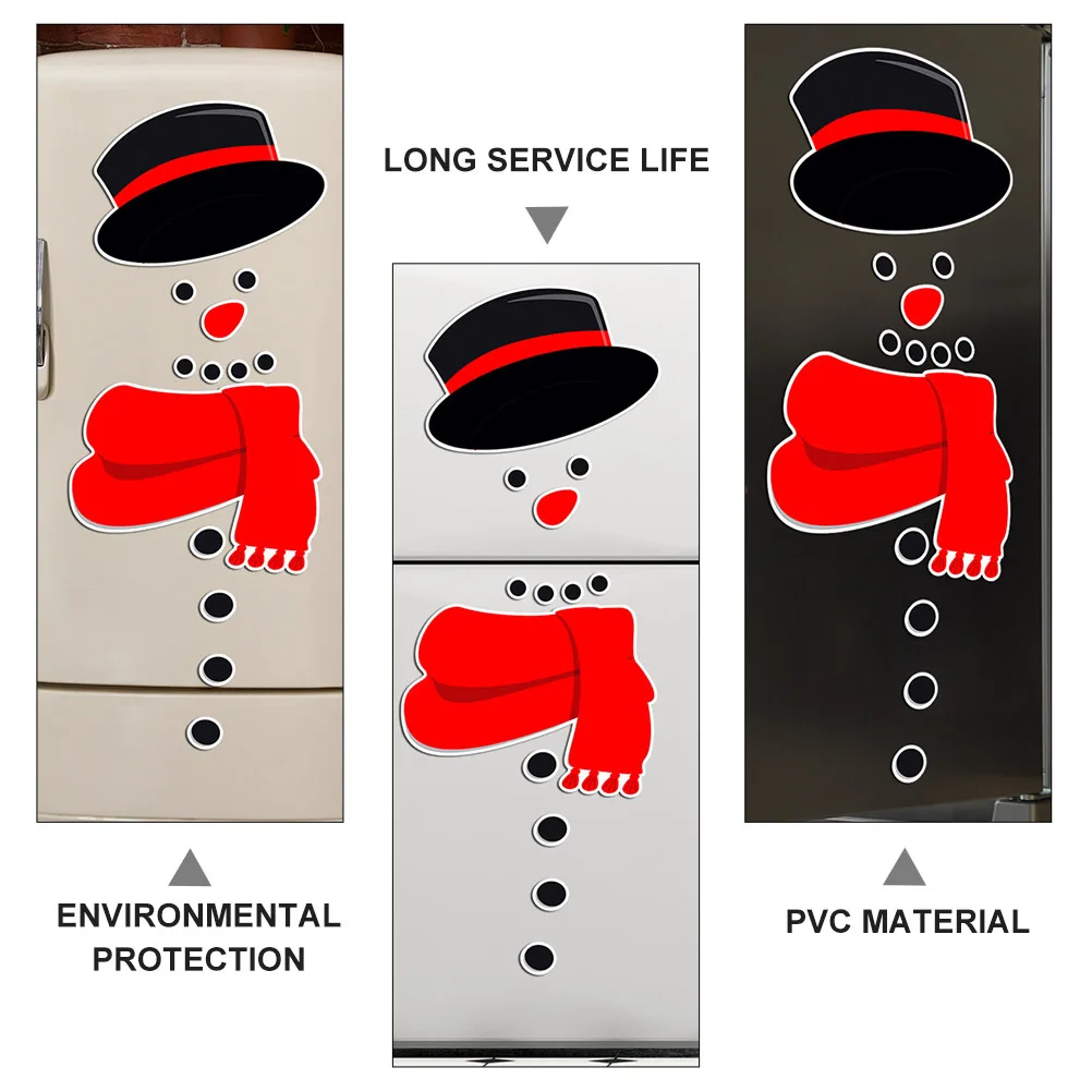 

Xmas Refrigerator Snowman Magnetic Sticker Removable Fridge Wall Decor Holiday Festival Sticker Christmas Fridge Snowman Magnets