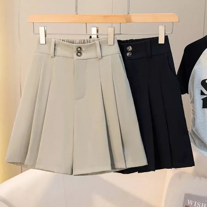 Women Plus Size 2025 Summer High Waist A-Line Button Mini Skirt Loose Fit Slimming
