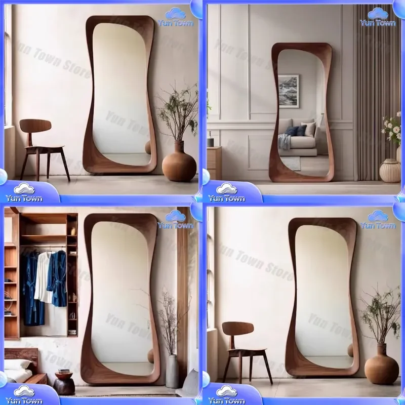 Wooden Princess Mirror for Bedroom Full Body Standing Floor Mirror for Home Decor Luxury Oversized Miroir Sur Pied Furniture