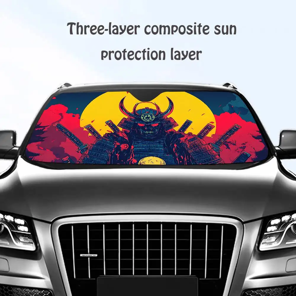 

Japanese Samurai Car SunShade Windshield Sun Shade Personalized Picture Block UV Rays Visor Protector