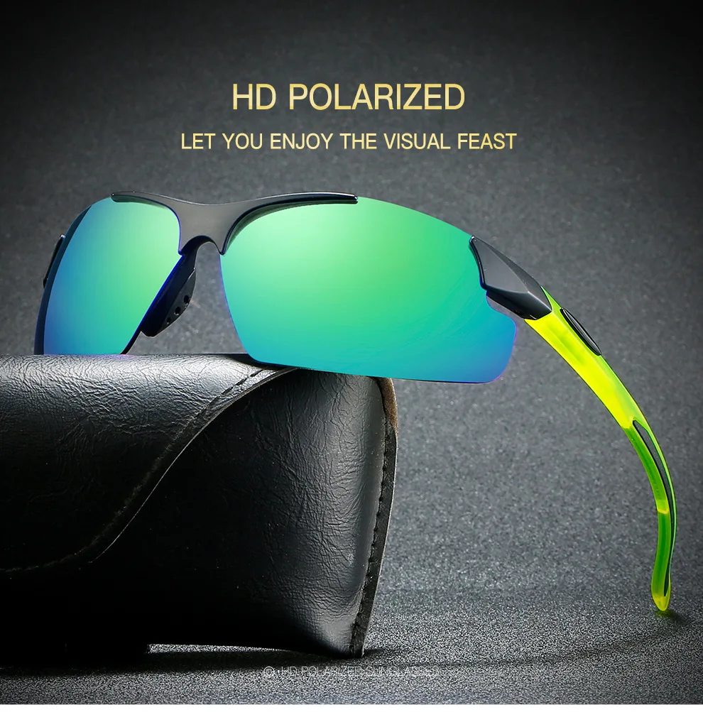 Men Sports Sunglasses Riding Mirror Wind Frameless Glasses Driving Dazzle Colour Outdoor Motorcycle Running Fishing Travel