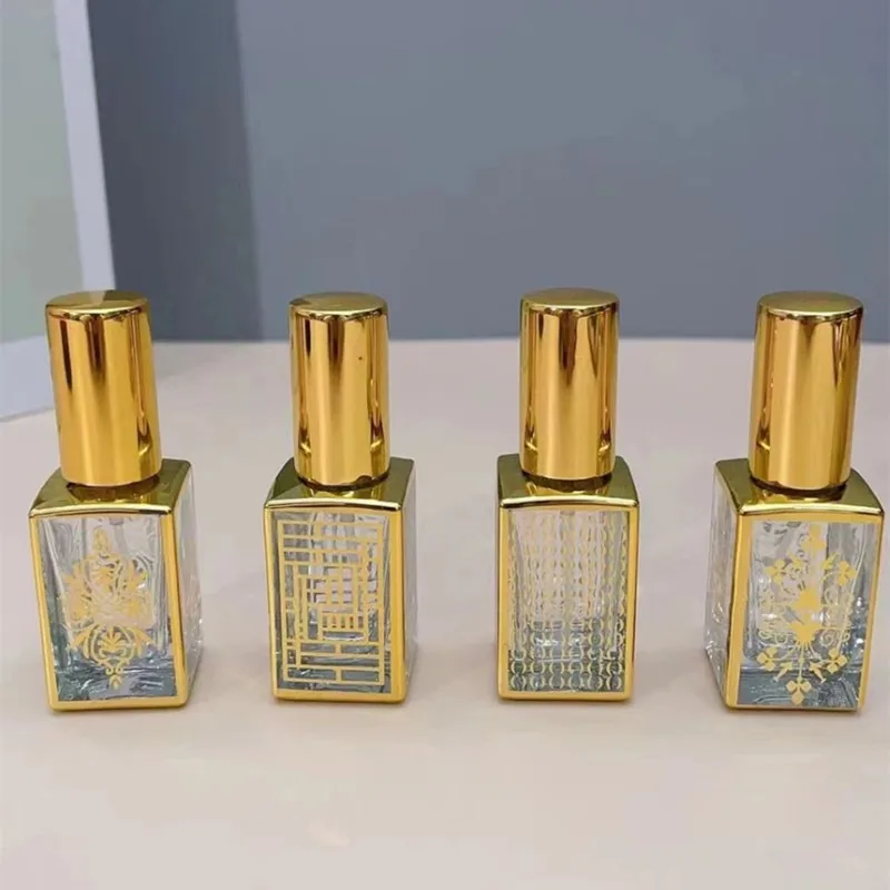 10ml ขวดน้ําหอมแก้วม้วนบนขวดทองชุบน้ํามันหอมระเหยคอนเทนเนอร์ Mist Sprayer น้ําหอม Atomizer สเปรย์แก้วขวด