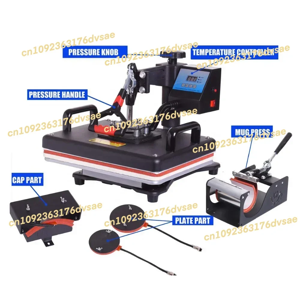 NUEVA máquina combinada de sublimación 5 en 1 de prensado en caliente para camisetas con trazador de corte de 365 mm