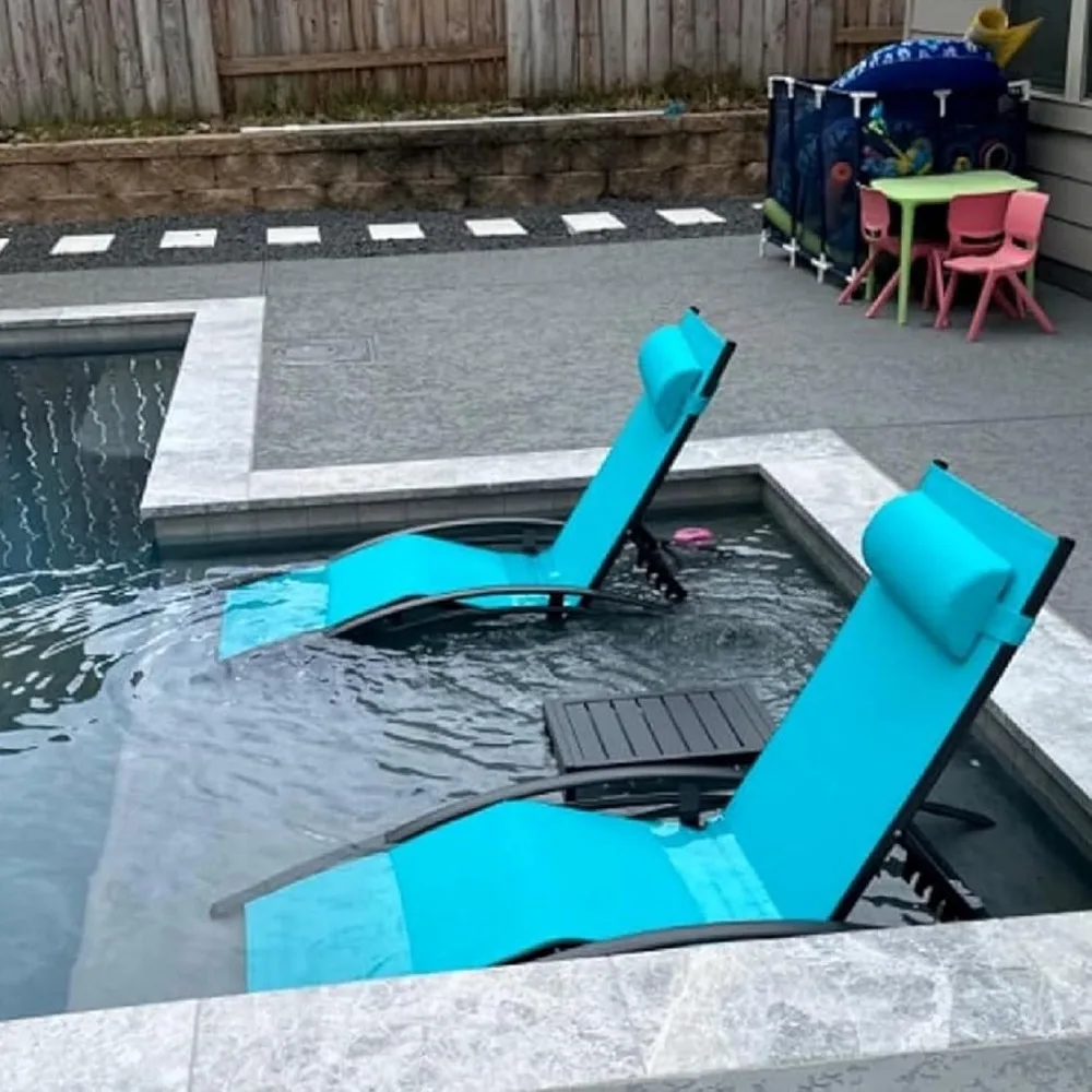 

Patio Chaise Lounge Set of 3 Outdoor Lounge Chair Beach Pool Sunbathing Lawn Lounger Recliner Chiar Outside Tanning, Customized